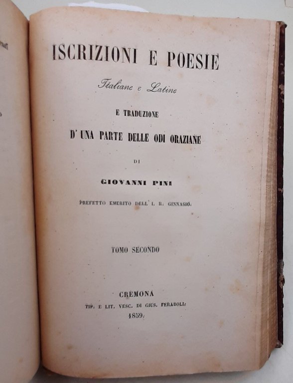 Iscrizioni e poesie italiane e latine - 3 tomi | Immagine Gallery 3