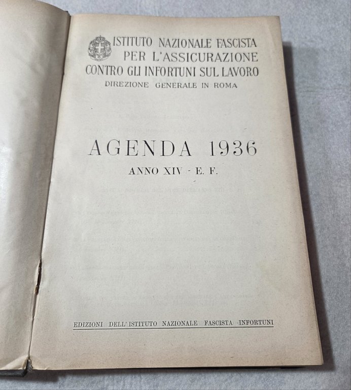 Istituto Nazionale Fascista Infortuni - Agenda 1936 | Immagine Gallery 2