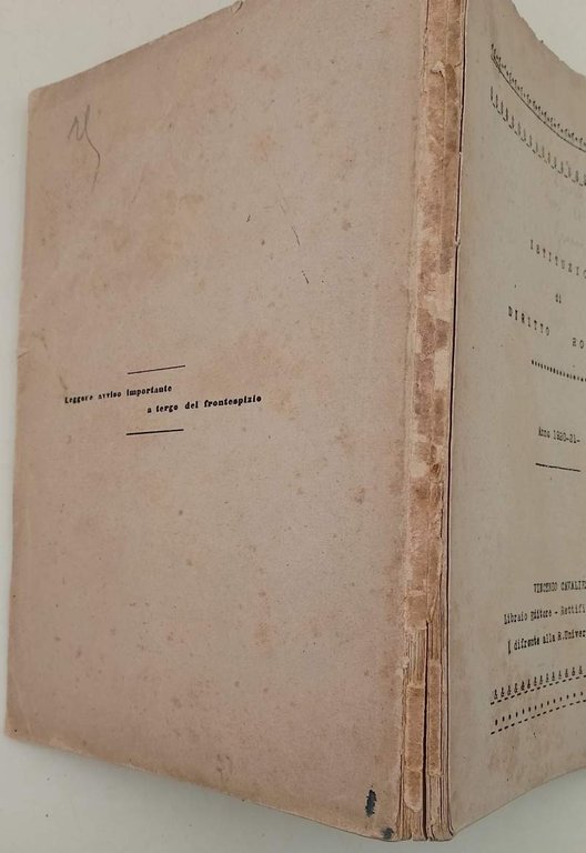 ISTITUZIONI DI DIRITTO ROMANO-ANNO 1920-21