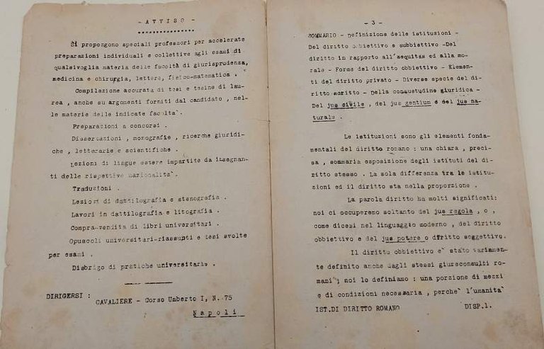 ISTITUZIONI DI DIRITTO ROMANO-ANNO 1920-21
