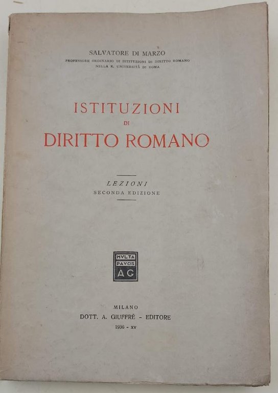 ISTITUZIONI DI DIRITTO ROMANO-LEZIONI( 1936)