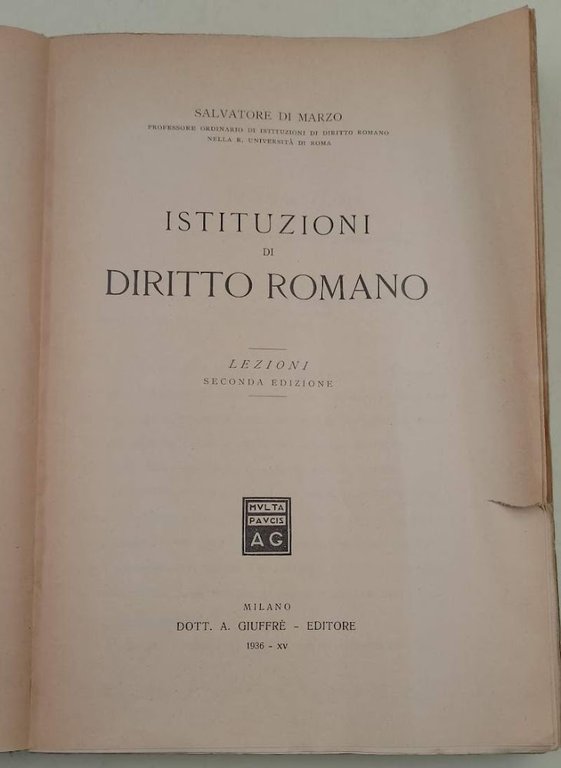 ISTITUZIONI DI DIRITTO ROMANO-LEZIONI( 1936)