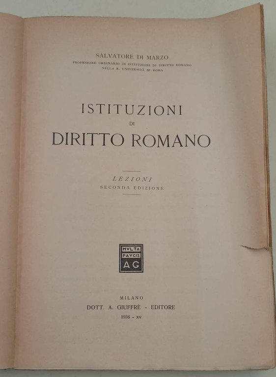 ISTITUZIONI DI DIRITTO ROMANO-LEZIONI( 1936)