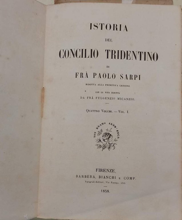 ISTORIA DEL CONCILIO TRIDENTINO- VOLL. I, II E IV(1858)
