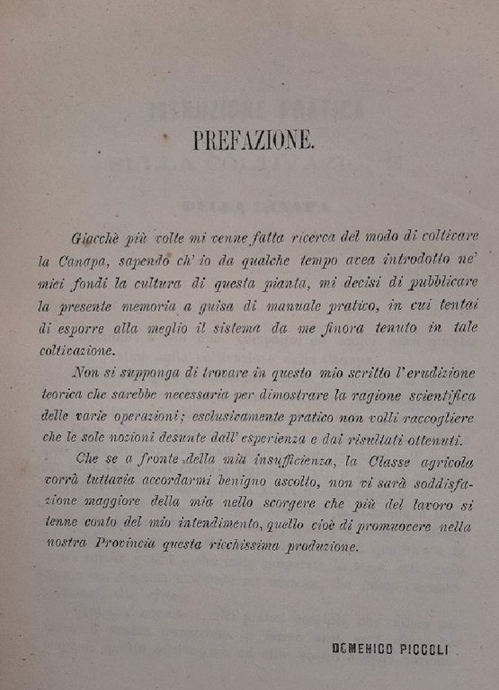 ISTRUZIONE PTATICA SULLA COLTIVAZIONE DELLA CANAPA(1868)