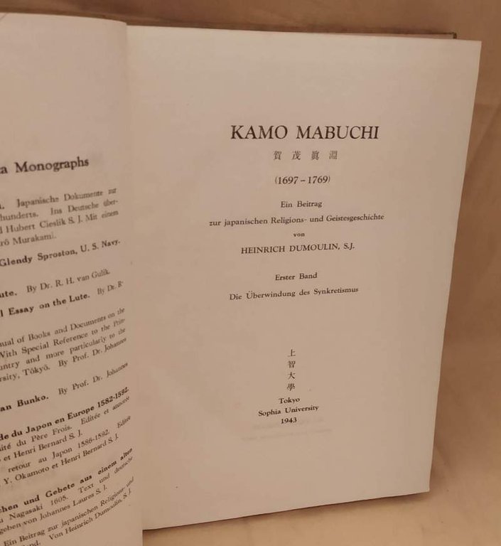 KAMO MABUCHI (1696-1769) Ein Beitrag zur japanischen Religions- und Geistesgeschichte …