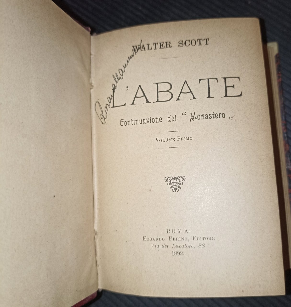 L'abate- continuazione del "Monastero" vol. I II e III(unico tomo)