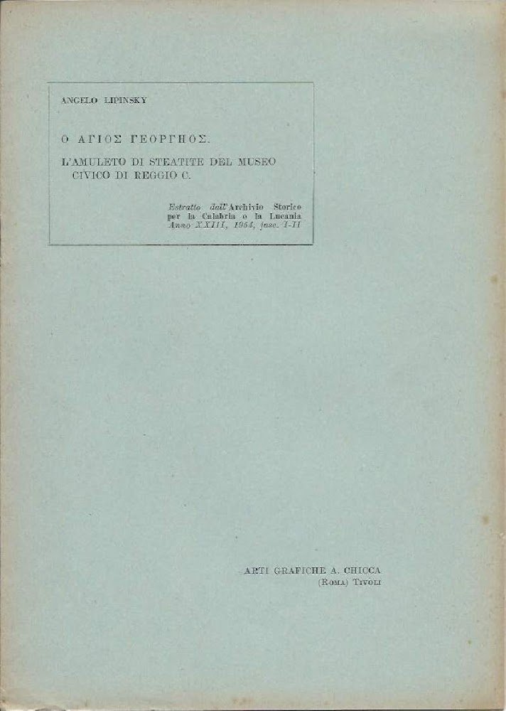 L'AMULETO DI STEATITE DEL MUSEO CIVICO DI REGGIO C. (1954)