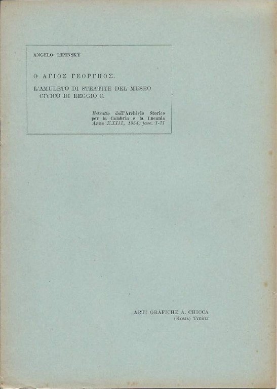 L'AMULETO DI STEATITE DEL MUSEO CIVICO DI REGGIO C. (1954)