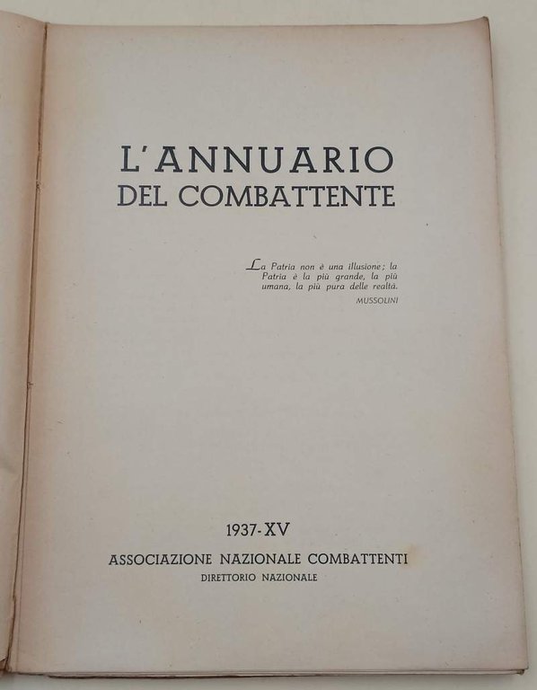 L'ANNUARIO DEL COMBATTENTE-1937