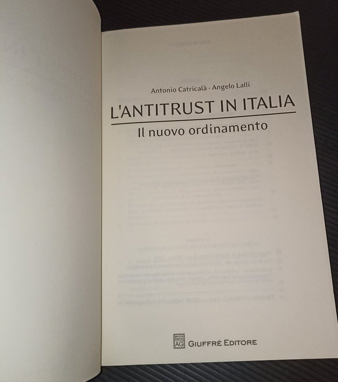 L'antitrust in Italia Il nuovo ordinamento