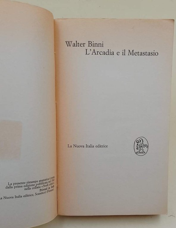 L'ARCADIA E IL METASTASIO(1964)