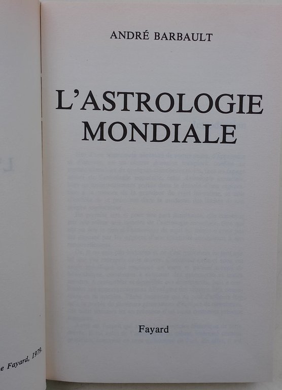 L'astrologie Mondiale