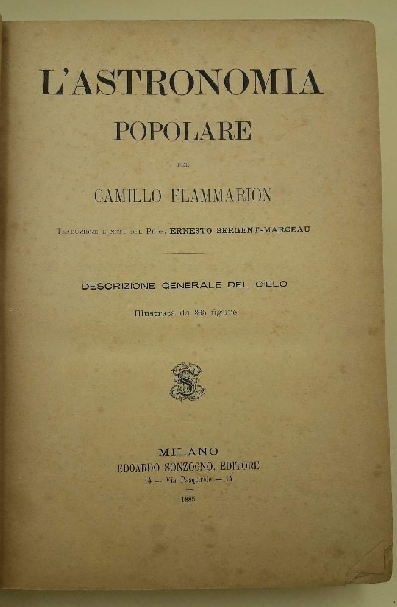 L'ASTRONOMIA POPOLARE PER CAMILLO FLAMMARION(1885)