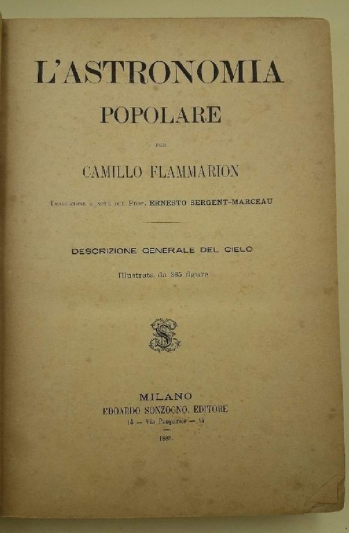 L'ASTRONOMIA POPOLARE PER CAMILLO FLAMMARION(1885)