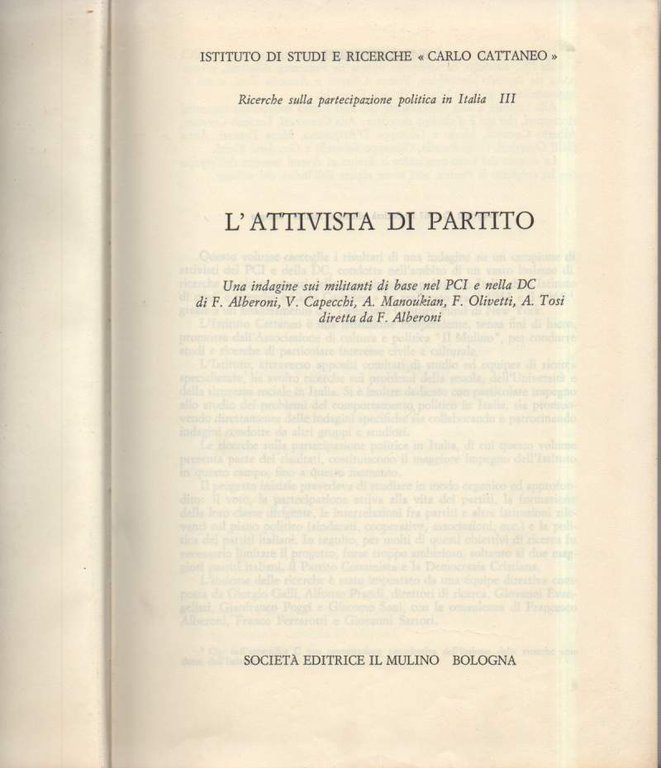 L'ATTIVISTA DI PARTITO - Una indagine sui militanti di base …