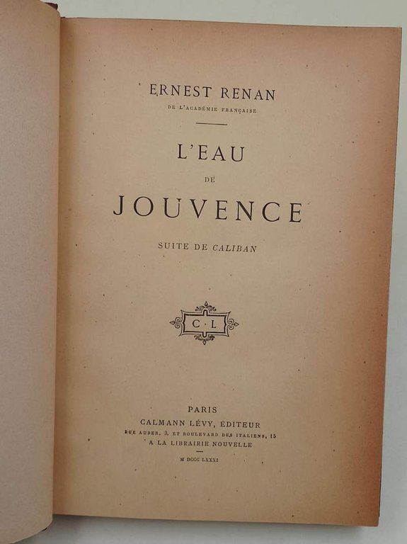 L'EAU DE JOUVENCE-SUITE DE CALIBAN(1881)