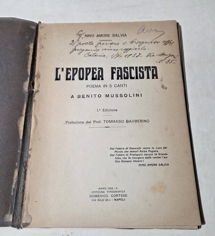 L'epopea fascista - Poema in 5 canti
