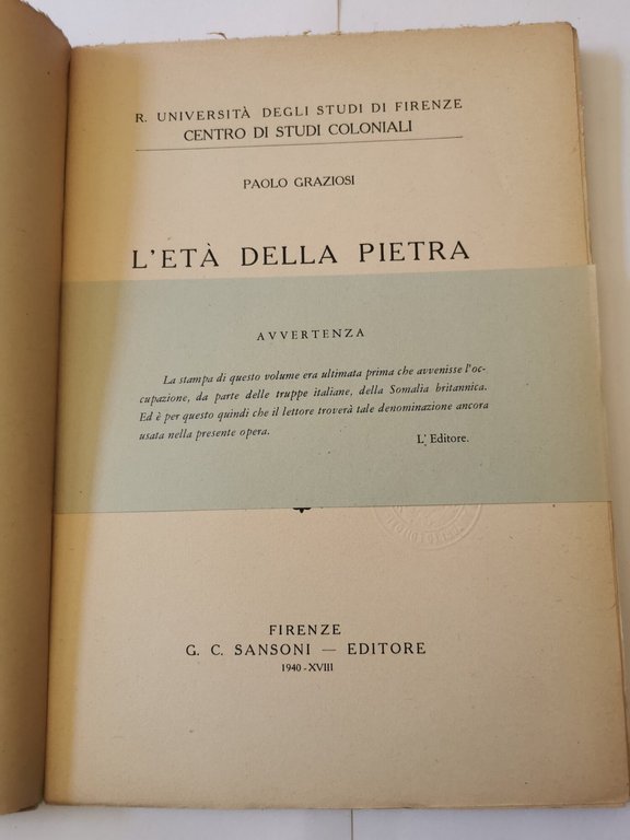L'eta' della pietra in Somalia- Risultati di una missione di …