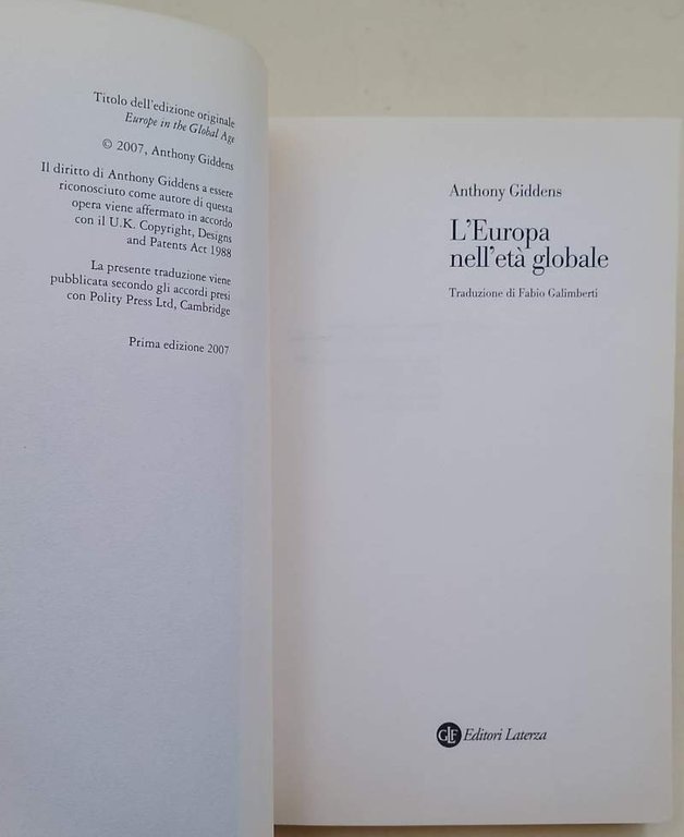 L'EUROPA NELL'ETA' GLOBALE (2007)