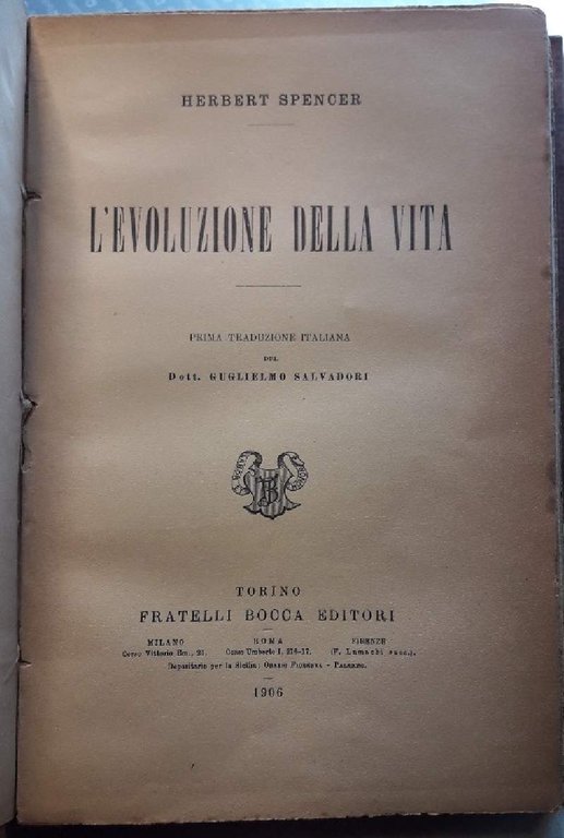 L'EVOLUZIONE DELLA VITA( 1906)