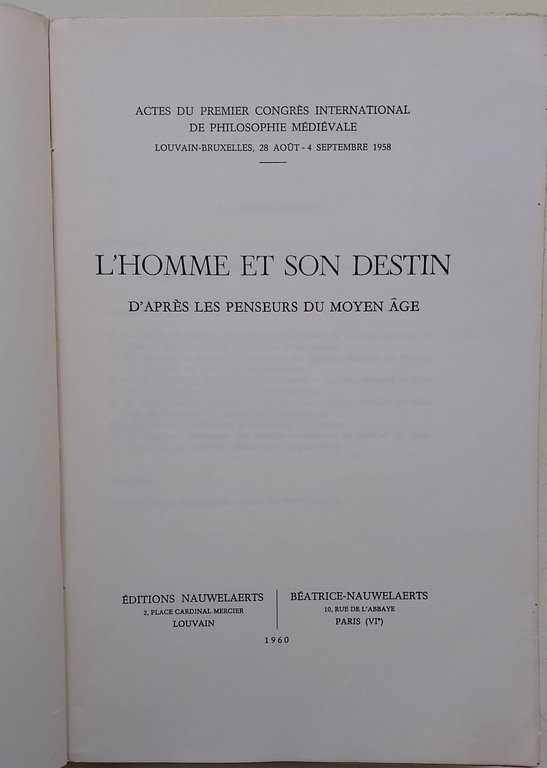 L'Homme et son destin-d'apres les penseurs du moyen age