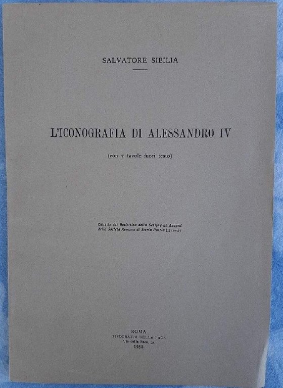L'ICONOGRAFIA DI ALESSANDRO IV(ESTRATTO- (1958)