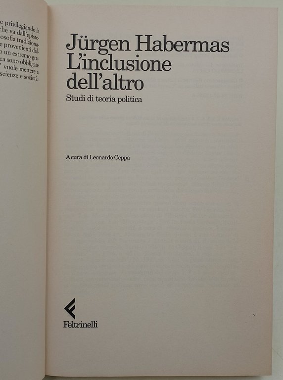 L'inclusione dell'altro-Studi di teoria politica