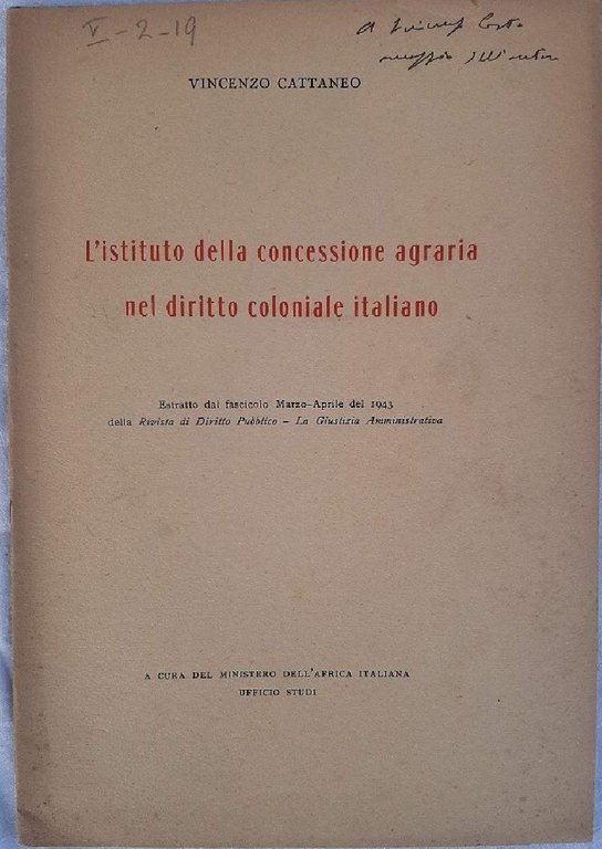 L'ISTITUTO DELLA CONCESSIONE AGRARIA NEL DIRITTO COLONIALE ITALIANO( 1943) | Immagine Gallery 2