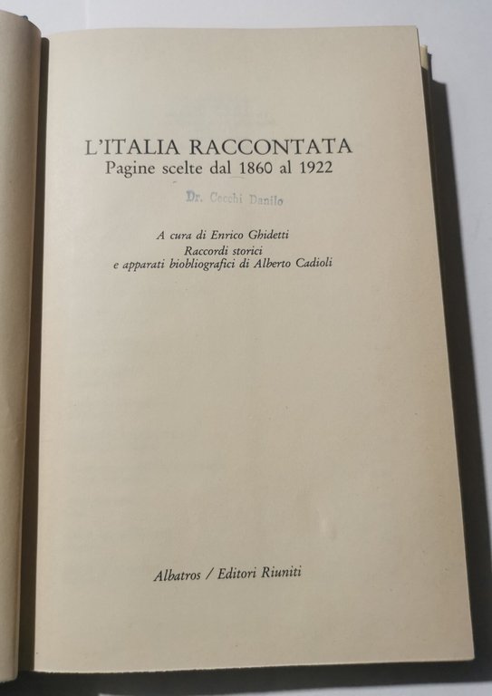 L'Italia raccontata - Pagine scelte dal 1860 al1922