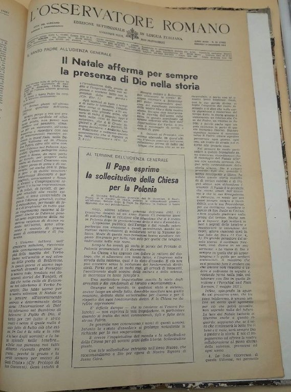 L'OSSERVATORE ROMANO-ANNATA COMPLETA 1981