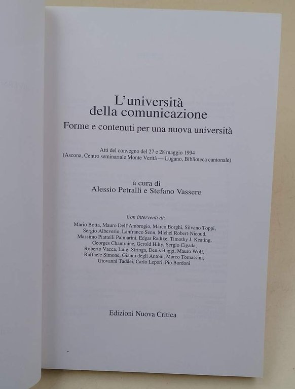 L'UNIVERSITA DELLA COMUNICAZIONE-FORME E CONTENUTI PER UNA NUOVA UNIVERSITA'(1994)