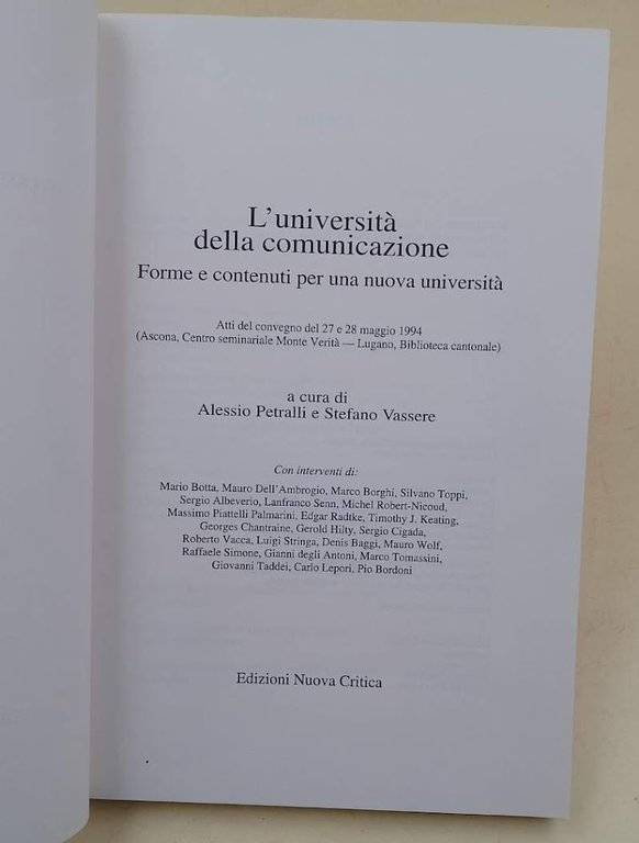 L'UNIVERSITA DELLA COMUNICAZIONE-FORME E CONTENUTI PER UNA NUOVA UNIVERSITA'(1994)