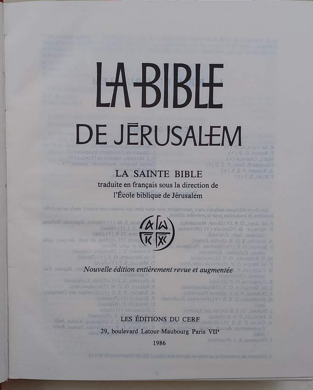 LA BIBLE DE JERUSALEM(1986)