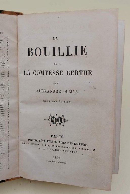 LA BOUILLIE DE LA COMTESSE BERTHE/THEATRE COMPLET DE ALEX. DUMAS- …