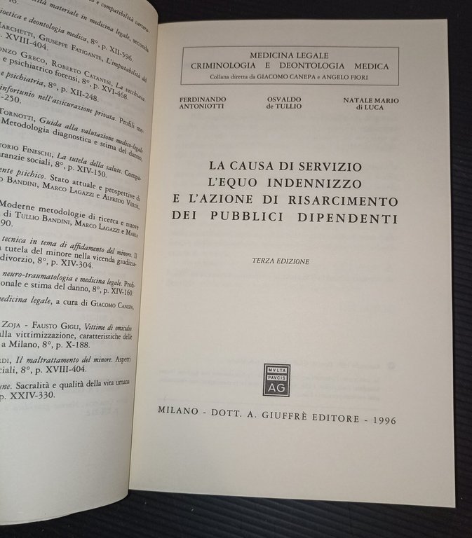 La causa di servizio l'equo indennizzo e l'azione di risarcimento …