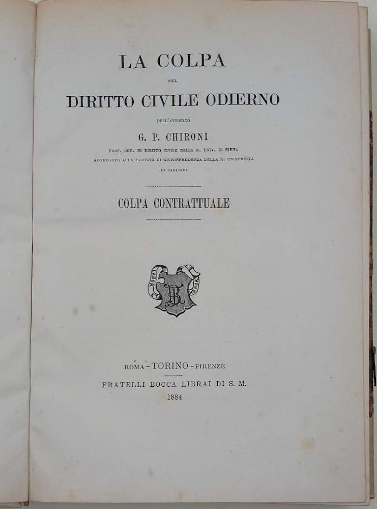 LA COLPA NEL DIRITTO CIVILE ODIERNO-COLPA CONTRATTUALE(1884)
