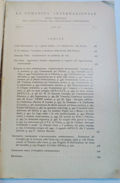 La Comunità Internazionale - Rivista trimestrale