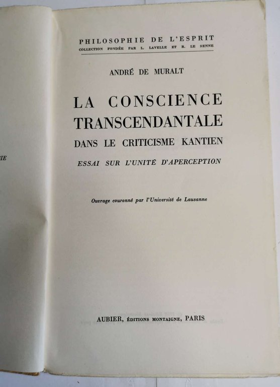 La conscience trascendantale dans le criticisme kantien - essai sur …