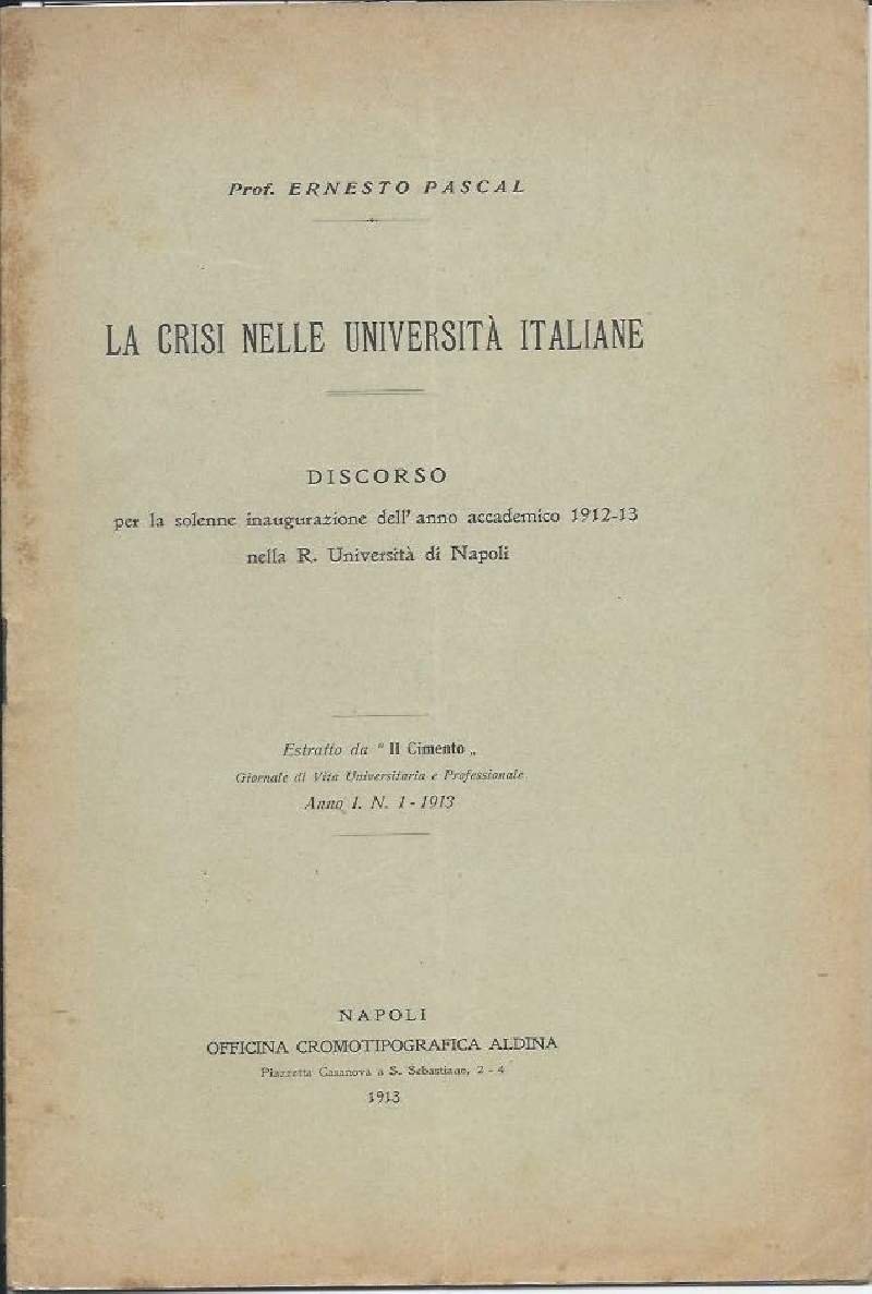 LA CRISI NELLE UNIVERSITA ITALIANE - Discorso per la solenne … | Immagine principale