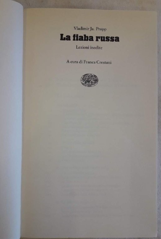 LA FIABA RUSSA-LEZIONI INEDITE(1990)