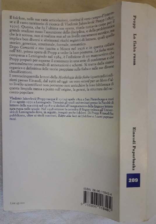 LA FIABA RUSSA-LEZIONI INEDITE(1990)