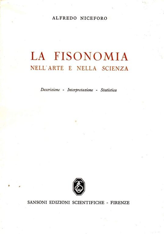 LA FISIONOMIA nell'Arte e nella Scienza