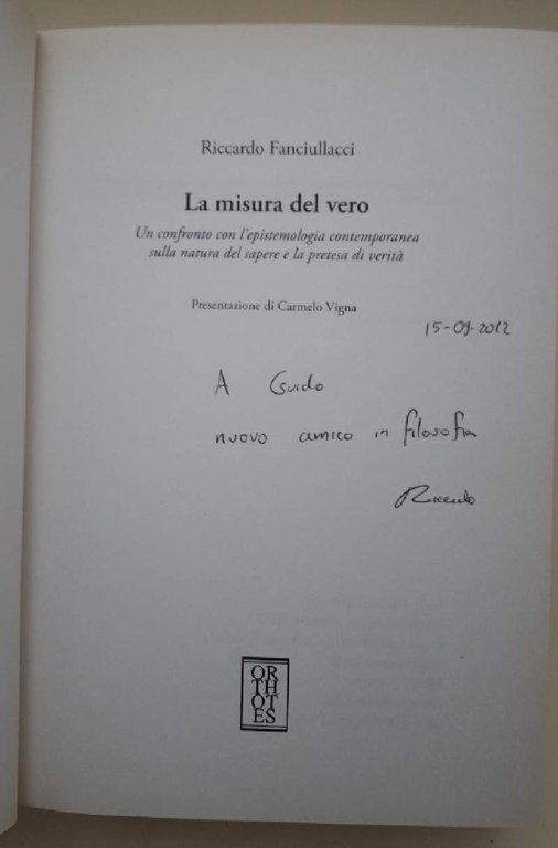 LA MISURA DEL VERO-UN CONFRONTO CON L'EPISTEMOLOGIA CONTEMPORANEA SULLA NATURA …