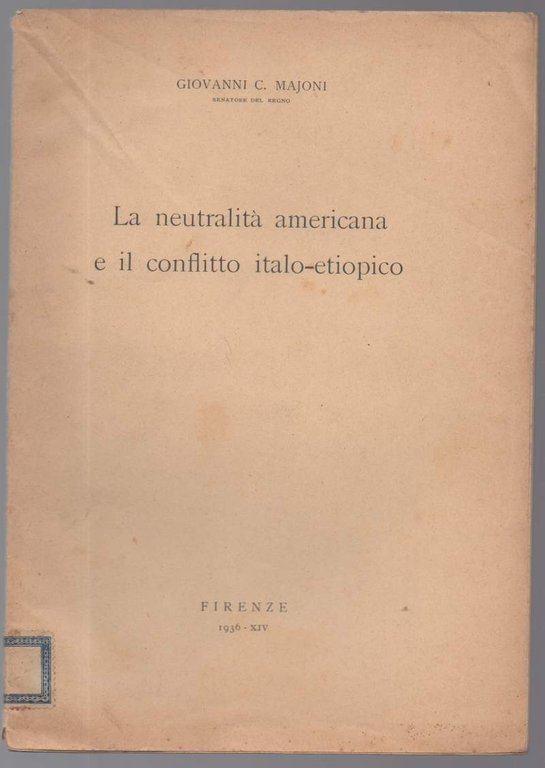 La neutralità americana e il conflitto italo-etiopico