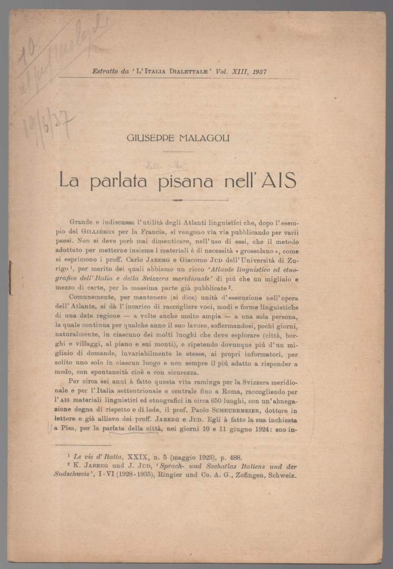 LA PARLATA PISANA NELL'AIS (1937)