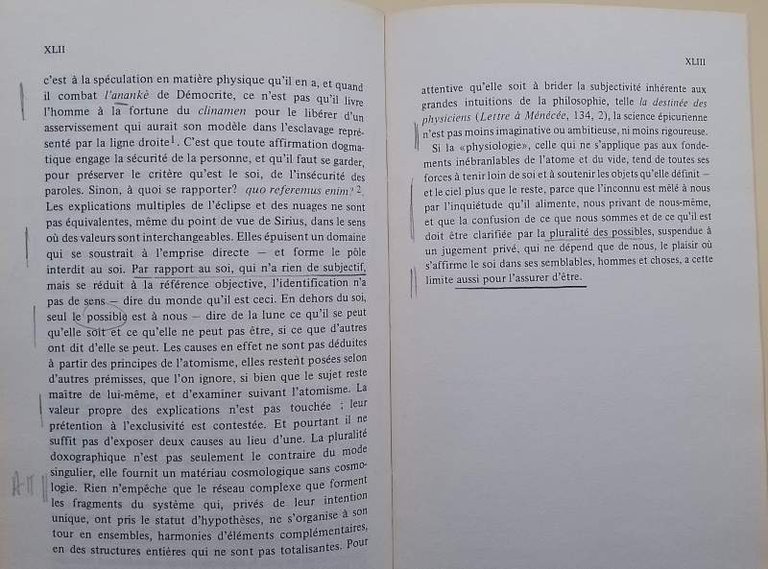 LA PENSEE DU PLASIR-EPICURE:TEXTES MORAUX, COMMENTAIRES(1975)