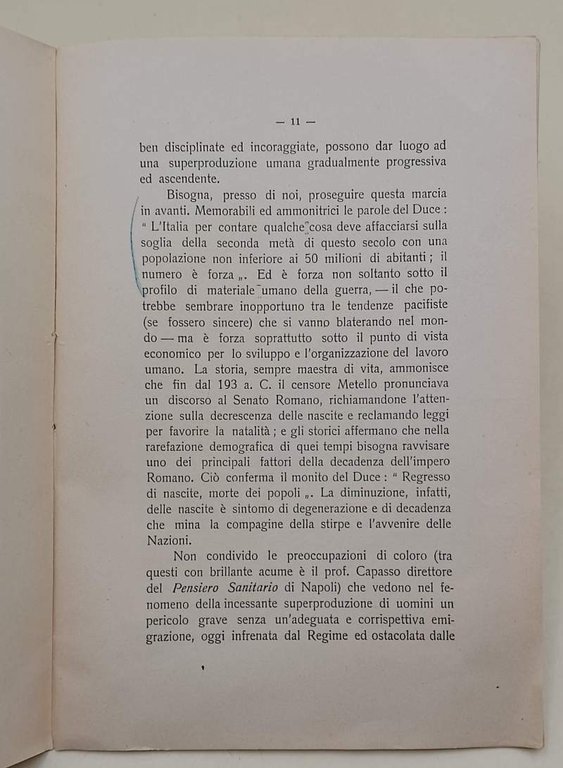 LA POLITICA DEMOGRAFICA DEL REGIME( 1937/38)