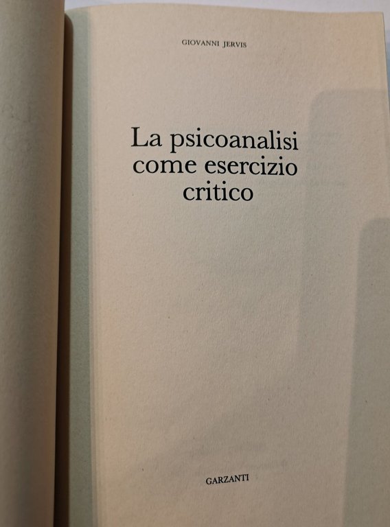 La psicoanalisi come esercizio critico