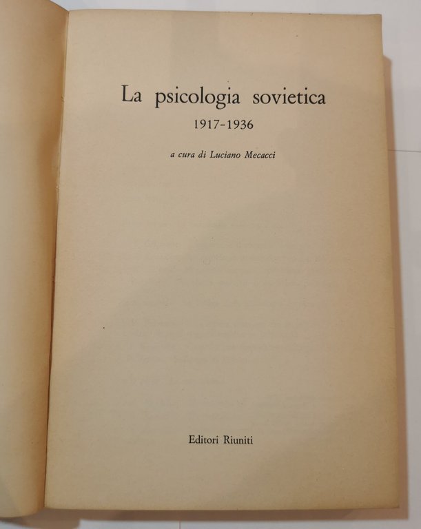 La psicologia sovietica 1917- 1936